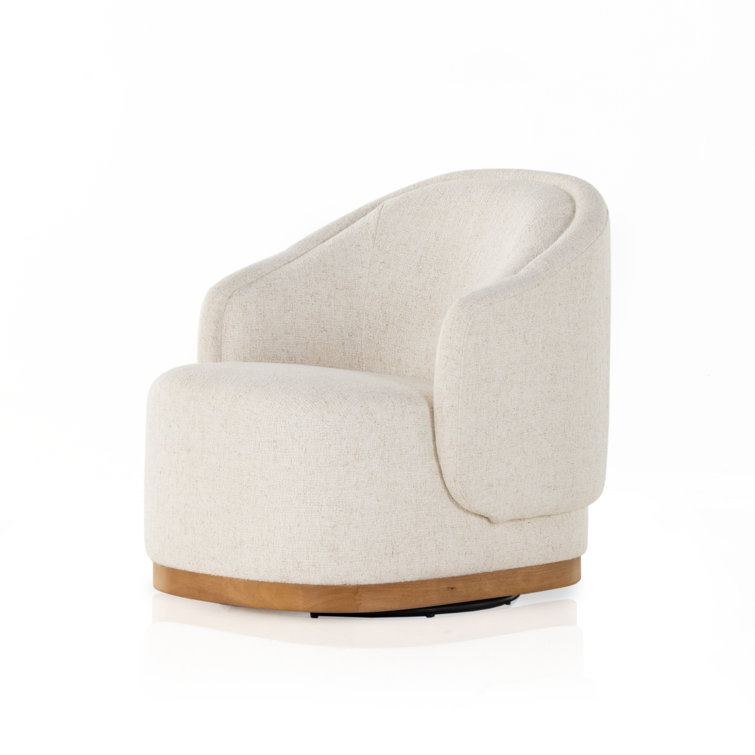 Martine White Performance Fabric Swivel Barrel Chair