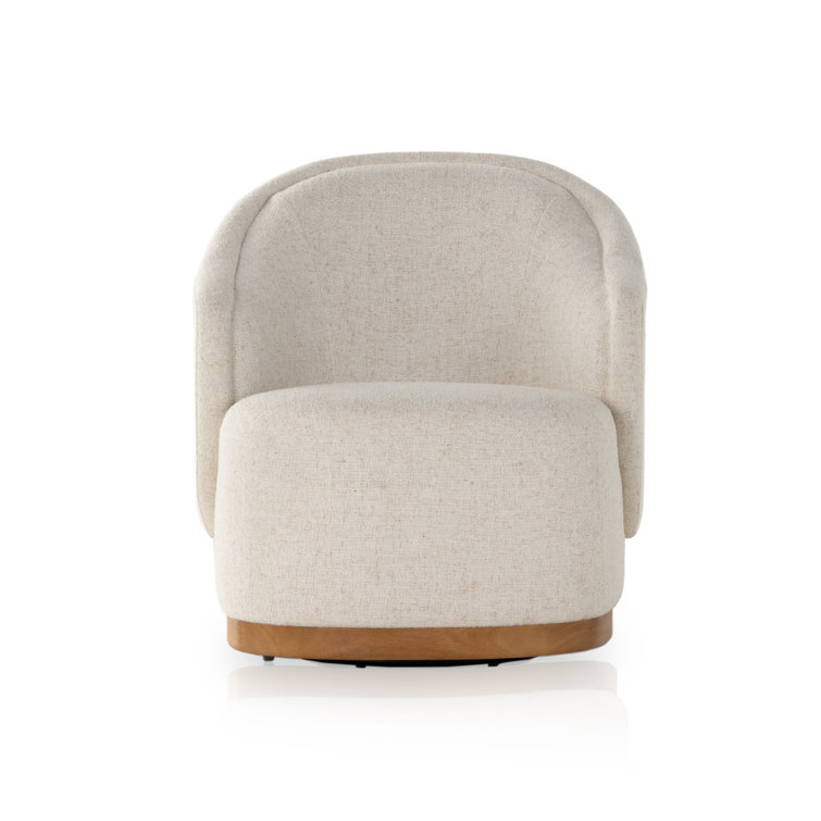 Martine White Performance Fabric Swivel Barrel Chair
