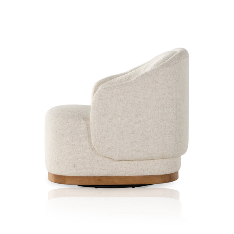 Martine White Performance Fabric Swivel Barrel Chair
