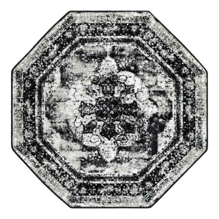 Monte Carlo Black and White Octagon Vintage Rug