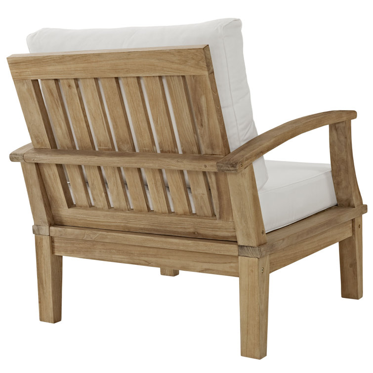 Natural White Teak Outdoor Accent Chair with Tapered Legs