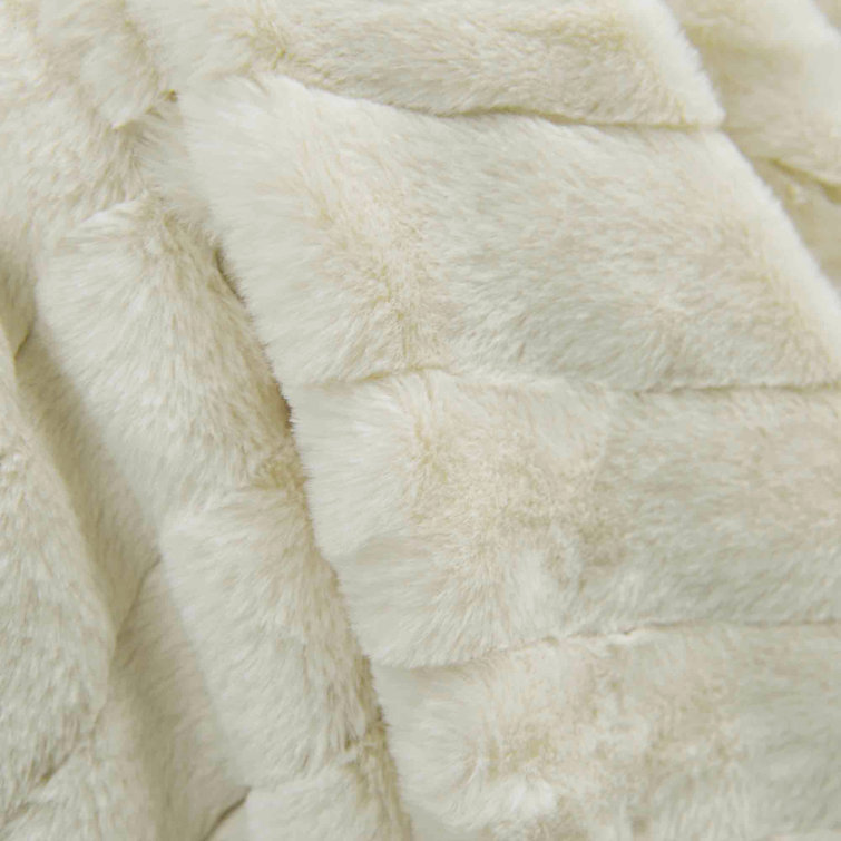 Bright White Faux Fur Reversible Throw Blanket and Pillow Set