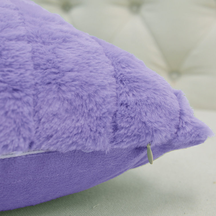 Bright White Faux Fur Reversible Throw Blanket and Pillow Set