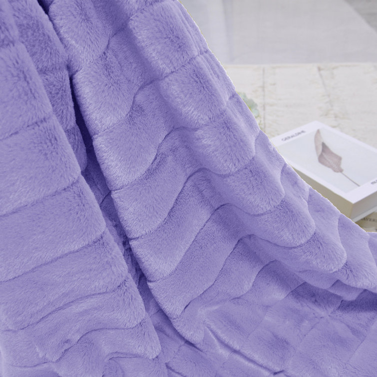 Bright White Faux Fur Reversible Throw Blanket and Pillow Set