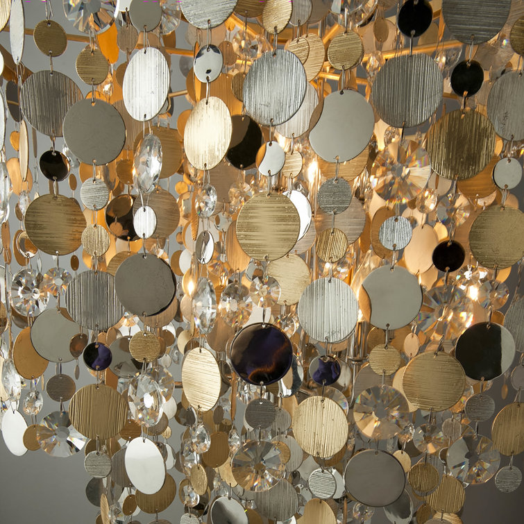 Elysian Crystal Cascade 11-Light Chandelier in Gold and Silver Leaf