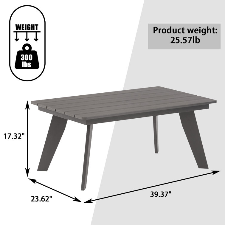 Gray HIPS Outdoor Rectangular Cocktail Table with Splayed Legs