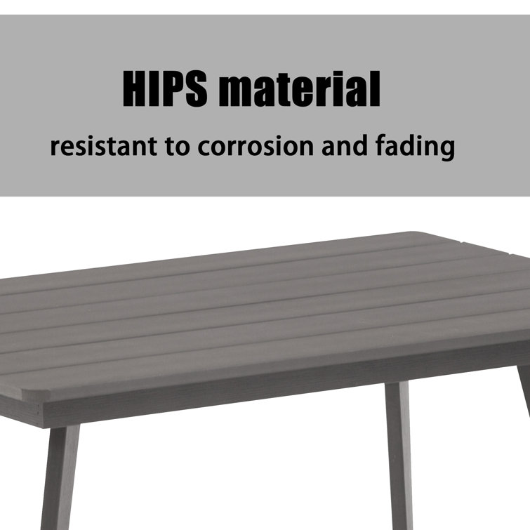 Gray HIPS Outdoor Rectangular Cocktail Table with Splayed Legs