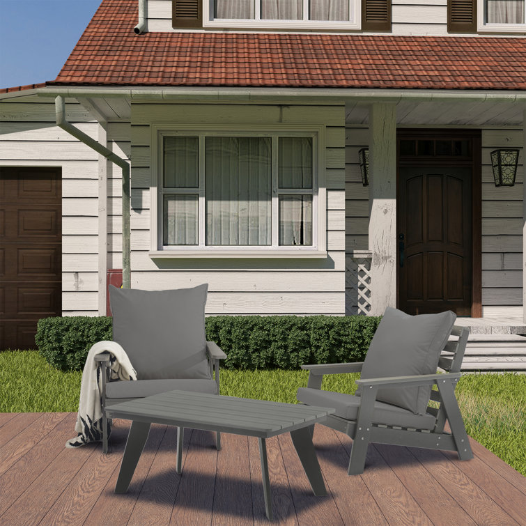 Gray HIPS Outdoor Rectangular Cocktail Table with Splayed Legs
