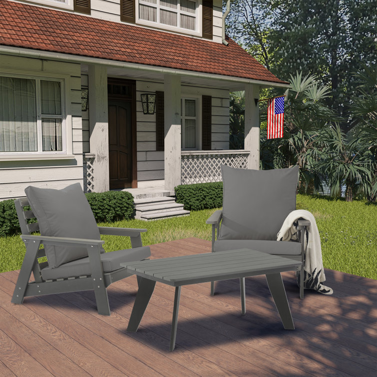 Gray HIPS Outdoor Rectangular Cocktail Table with Splayed Legs