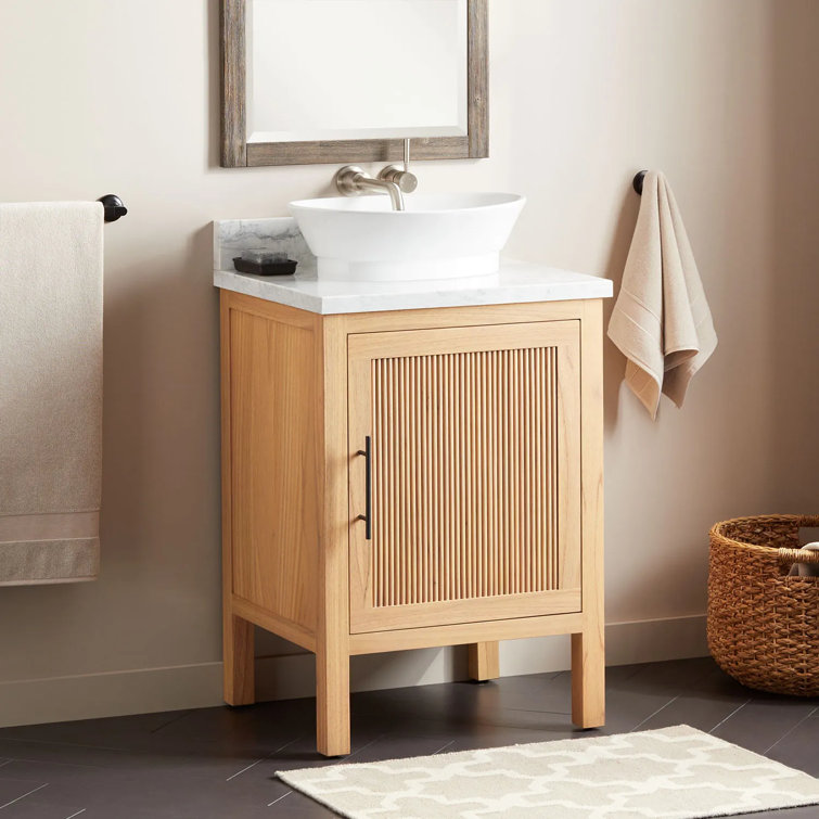 Ayanna 24" Natural Mindi Wood Single Bathroom Vanity