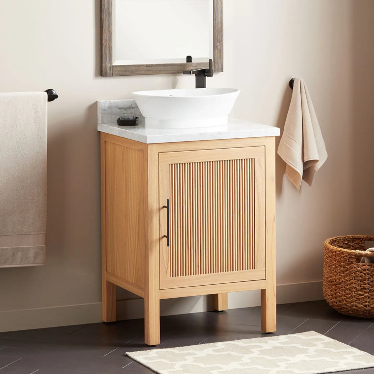 Ayanna 24" Natural Mindi Wood Single Bathroom Vanity