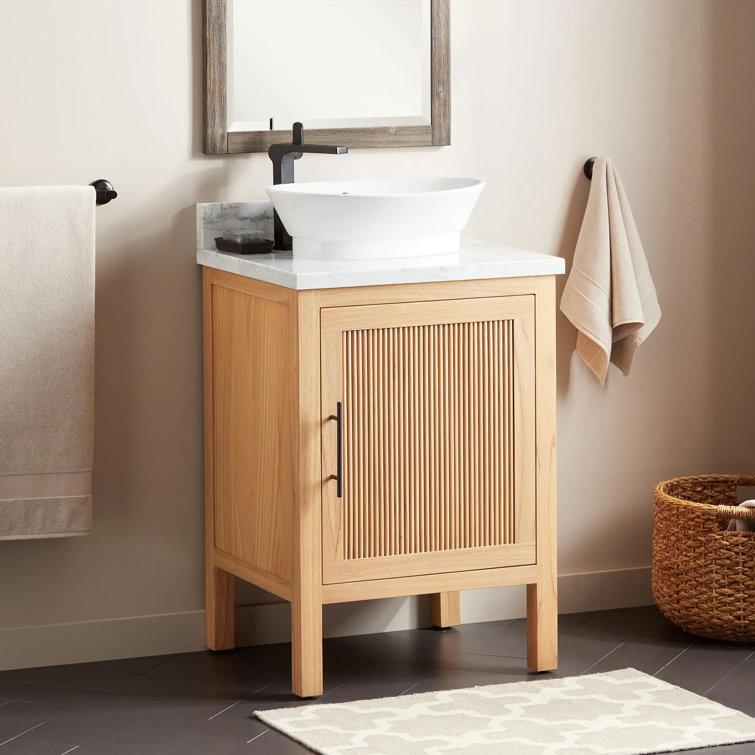 Ayanna 24" Natural Mindi Wood Single Bathroom Vanity