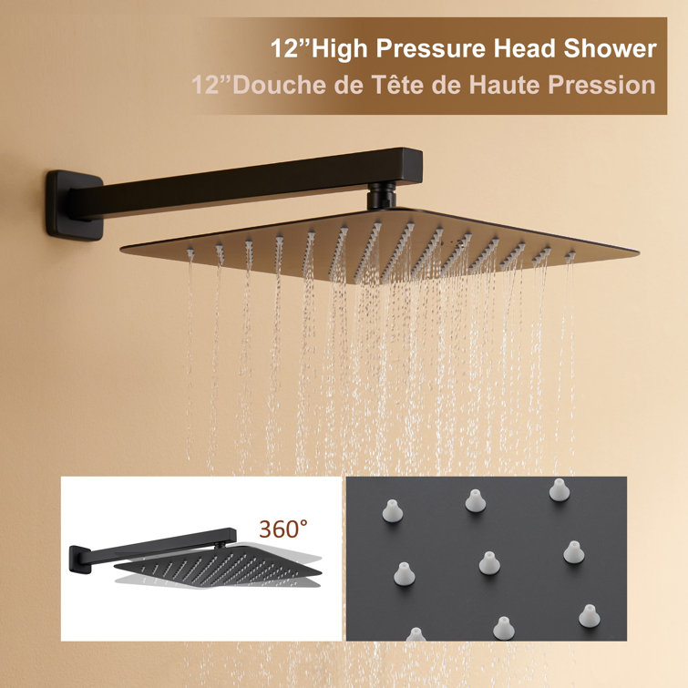 Matte Black Thermostatic Shower System with Handheld Spray and Body Jets
