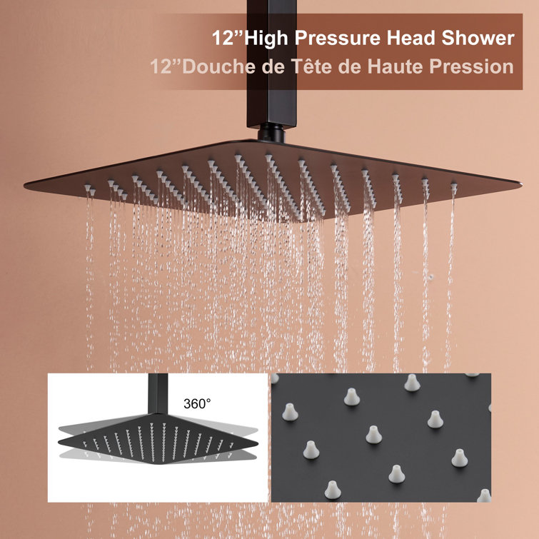Matte Black Ceiling Mounted Shower System with Handheld and Body Jets
