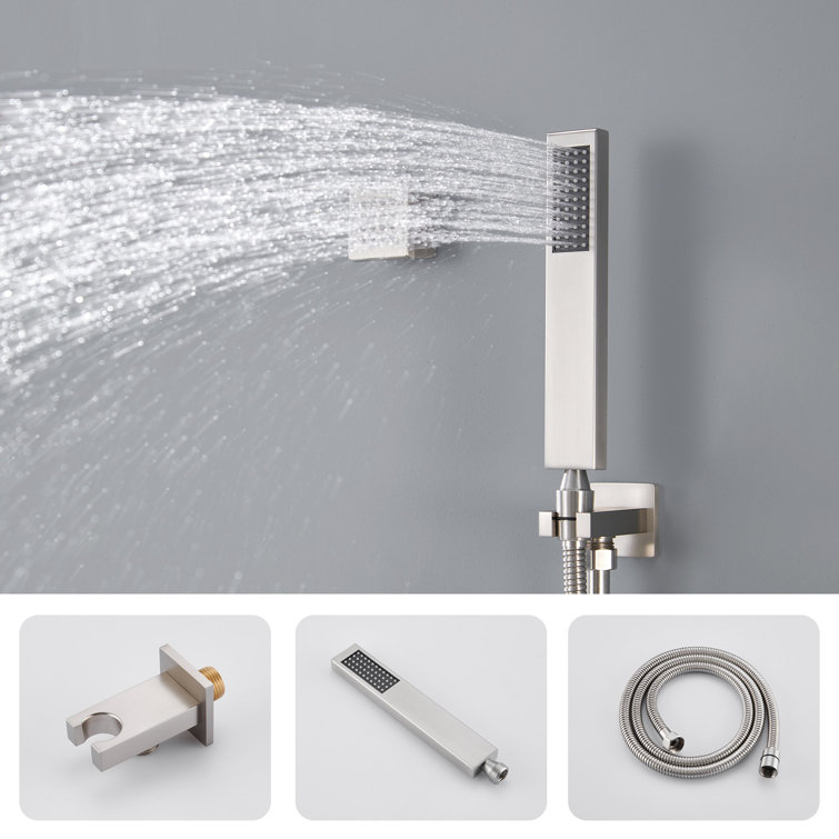 Luxury Brushed Nickel LED Multi-Head Shower System with Bluetooth