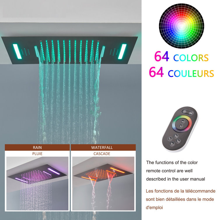 Luxury Brushed Nickel LED Multi-Head Shower System with Bluetooth
