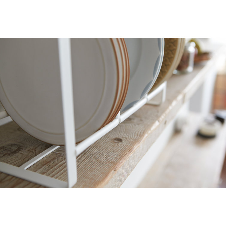 Tosca Wood-Accented Metal Dish Storage Rack 13.6" Wide