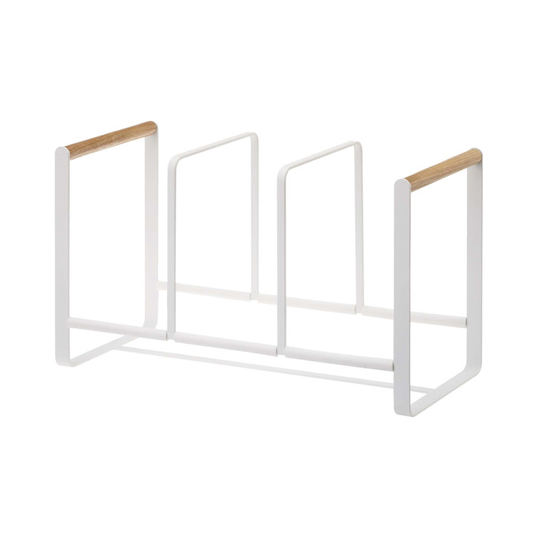 Tosca Wood-Accented Metal Dish Storage Rack 13.6" Wide