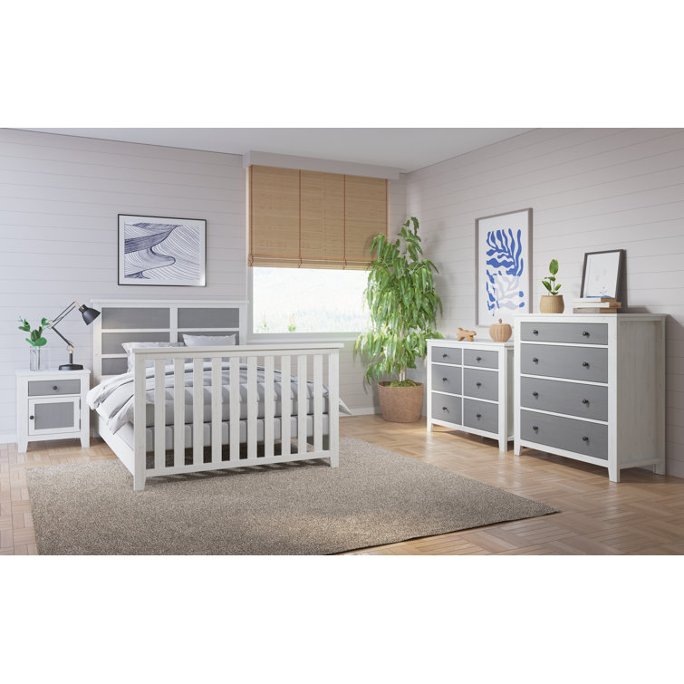 Ocean Grove Cottage Farmhouse 42" White/Gray Double Nursery Dresser