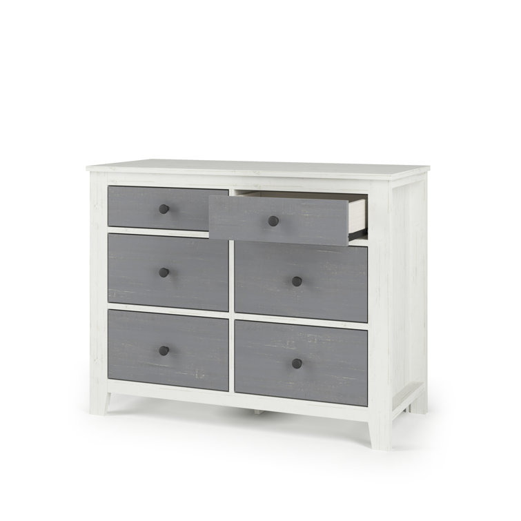 Ocean Grove Cottage Farmhouse 42" White/Gray Double Nursery Dresser