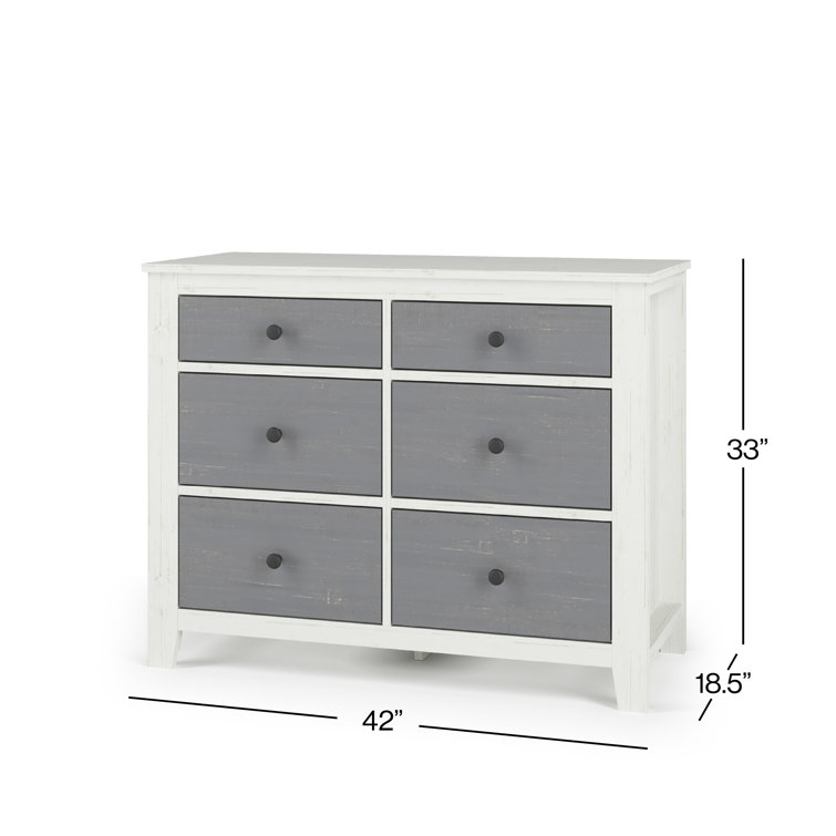 Ocean Grove Cottage Farmhouse 42" White/Gray Double Nursery Dresser