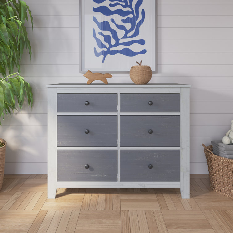 Ocean Grove Cottage Farmhouse 42" White/Gray Double Nursery Dresser
