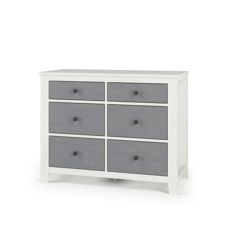 Ocean Grove Cottage Farmhouse 42" White/Gray Double Nursery Dresser