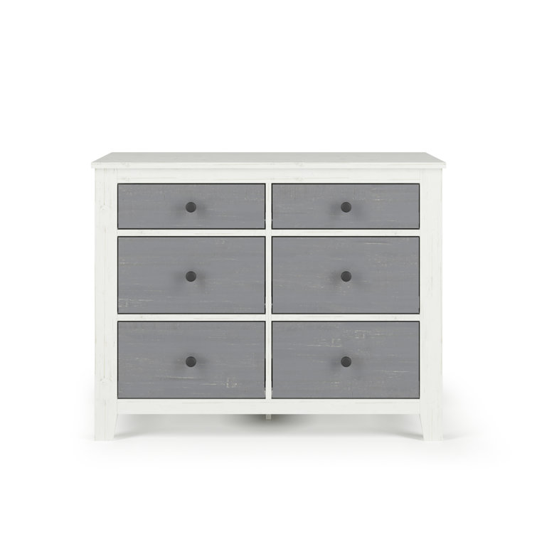 Ocean Grove Cottage Farmhouse 42" White/Gray Double Nursery Dresser
