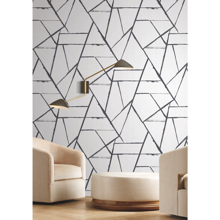 Black and White Geometric Abstract Wallpaper Double Roll
