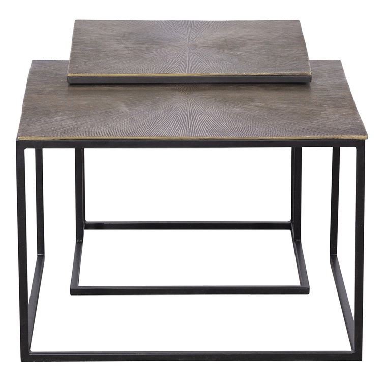 Rectangular Black Metal Nesting Coffee Tables