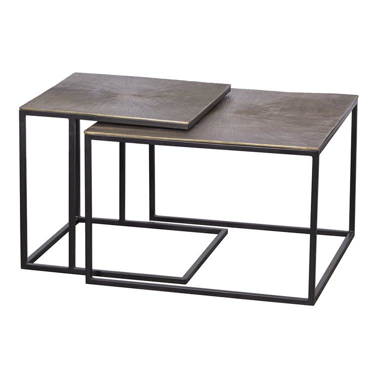 Rectangular Black Metal Nesting Coffee Tables