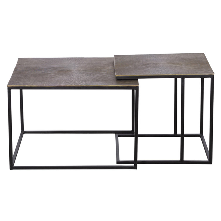 Rectangular Black Metal Nesting Coffee Tables