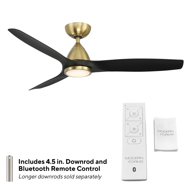 Soft Brass and Matte Black 62" Smart Ceiling Fan with LED Light and Remote