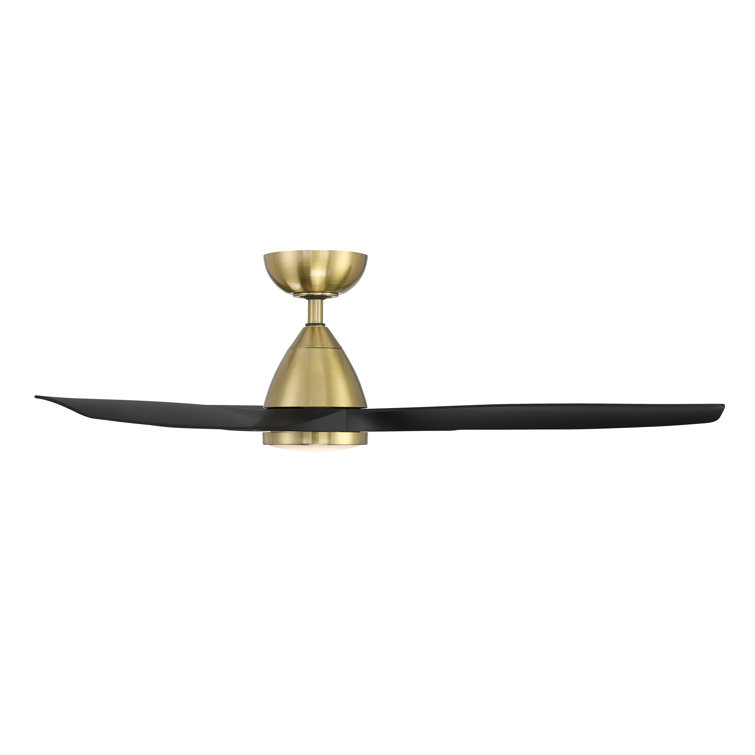 Soft Brass and Matte Black 62" Smart Ceiling Fan with LED Light and Remote