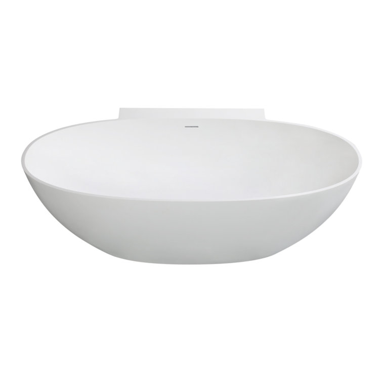 Elegant Matte White Solid Surface Freestanding Oval Bathtub