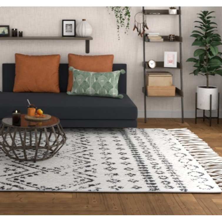 Whisper White 5' x 7' Shag Synthetic Area Rug