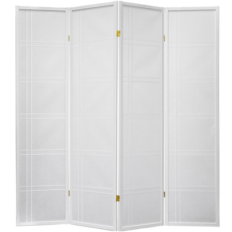 White 6 ft. Tall Shoji Folding Room Divider with Hardwood Frame