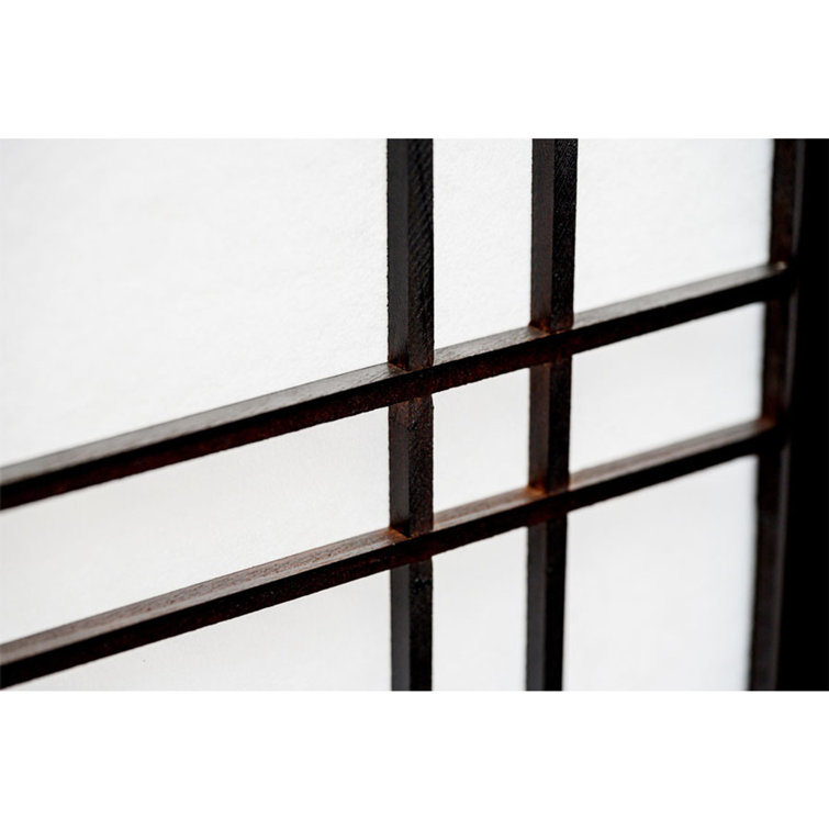 Black Hardwood and Rice Paper 4-Panel Shoji Room Divider