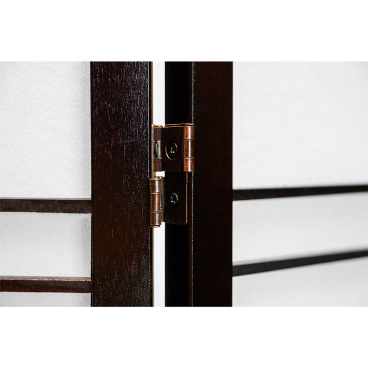 Black Hardwood and Rice Paper 4-Panel Shoji Room Divider