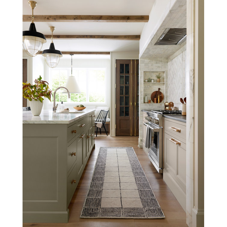 Handmade Cream and Black Wool Tufted Area Rug, 2 ft x 5 ft