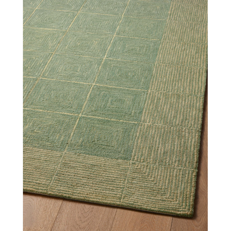 Transitional Handmade Tufted Wool Area Rug in Green - 11'6" x 15'