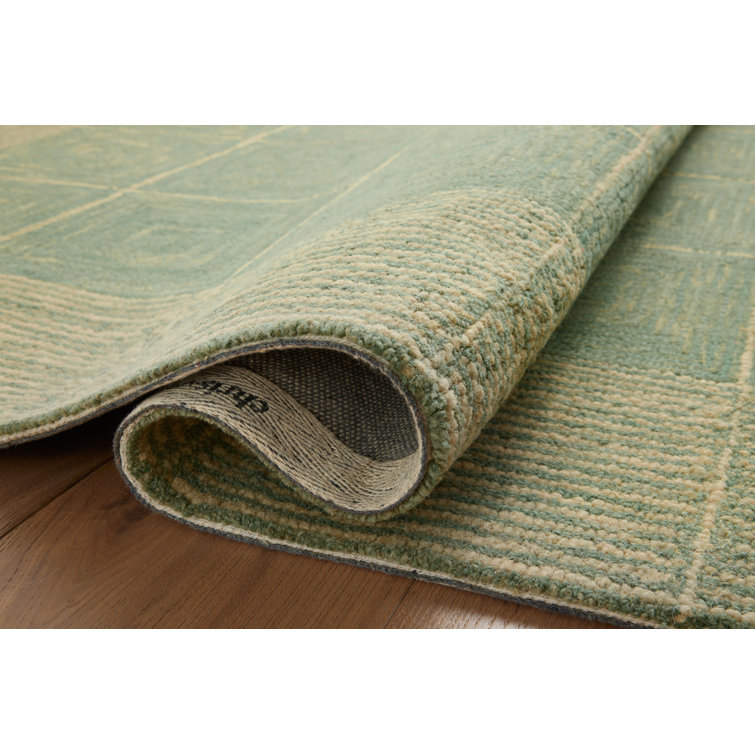 Transitional Handmade Tufted Wool Area Rug in Green - 11'6" x 15'