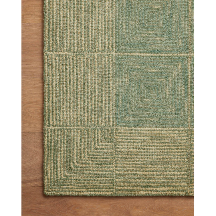 Transitional Handmade Tufted Wool Area Rug in Green - 11'6" x 15'