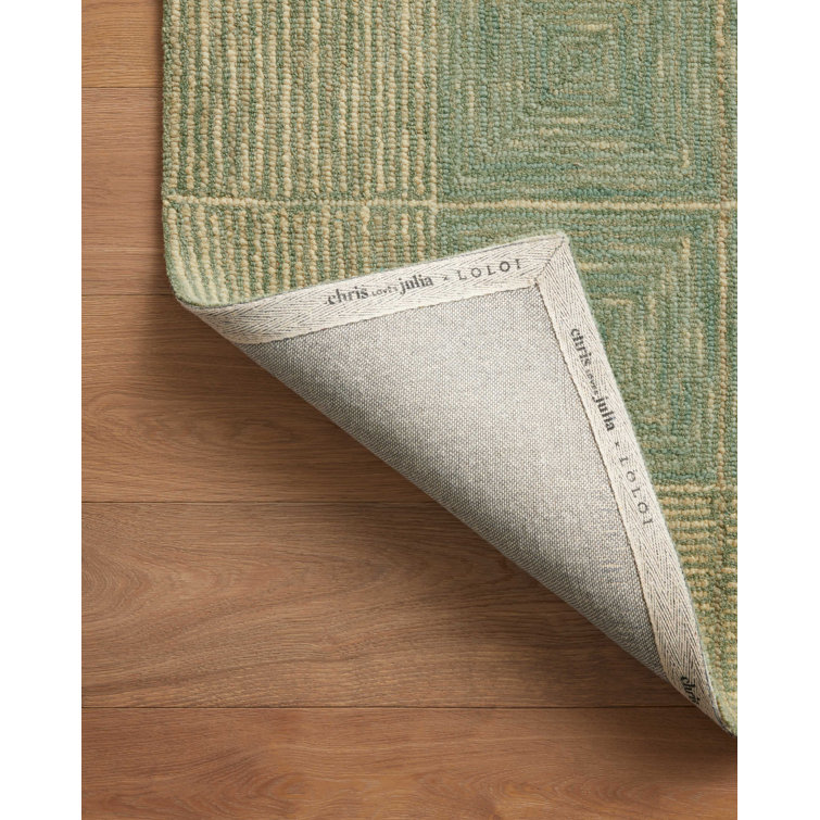 Transitional Handmade Tufted Wool Area Rug in Green - 11'6" x 15'