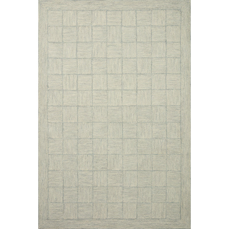 Hand-Tufted Sky Diamond Wool Area Rug 5' x 7'