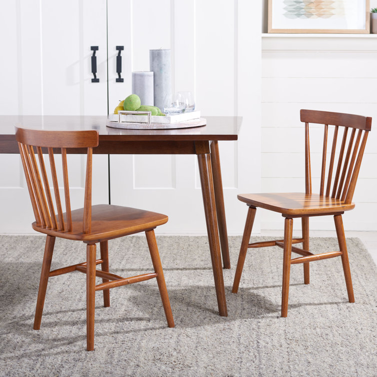 Walnut High Back Slat Wood Side Chair