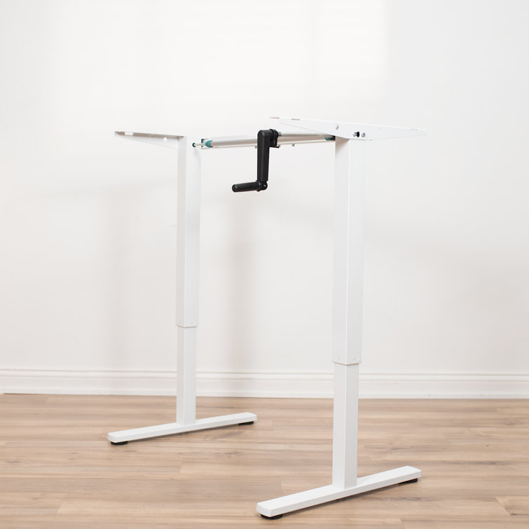 ErgoCrank Compact White Steel Adjustable Desk Frame