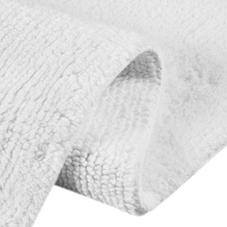 White Plush Cotton Reversible Bath Rug