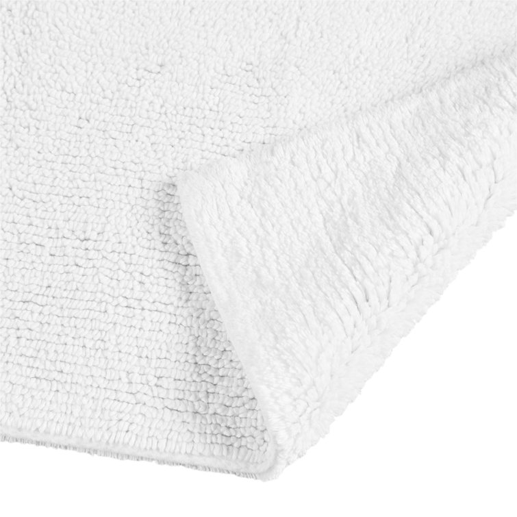 White Plush Cotton Reversible Bath Rug