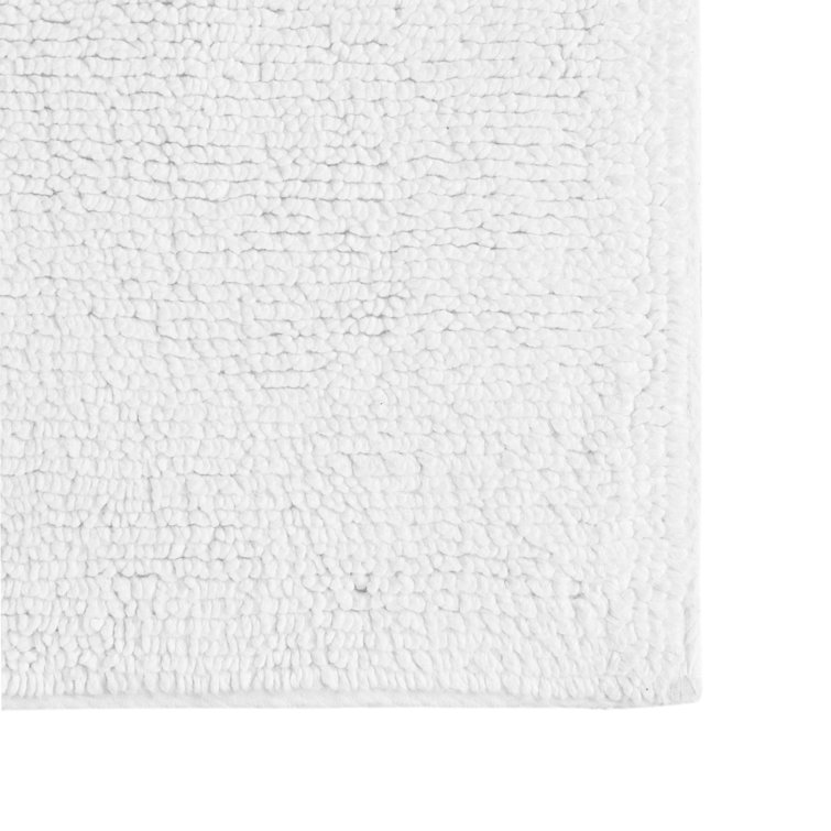 White Plush Cotton Reversible Bath Rug